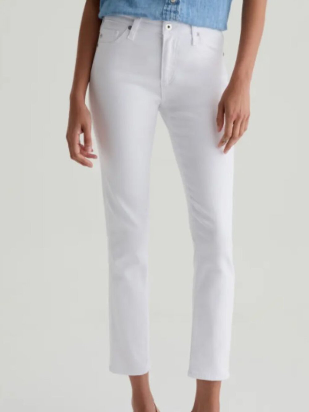 NWT AG Prima Crop White Stretch Jeans